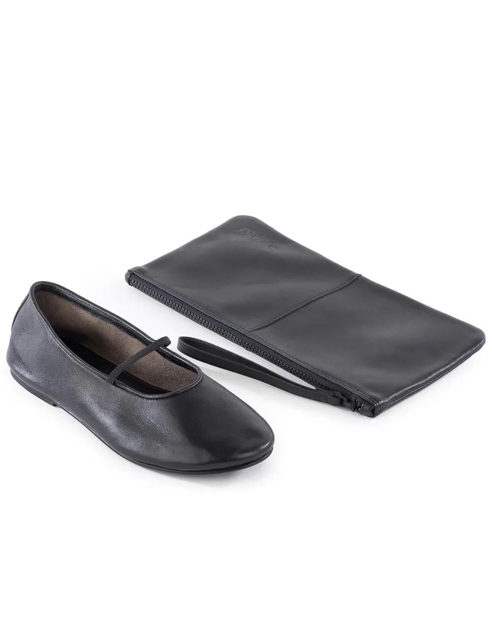 Seychelles Neon Moon Ballet Flat Travel Duo in Black Leather