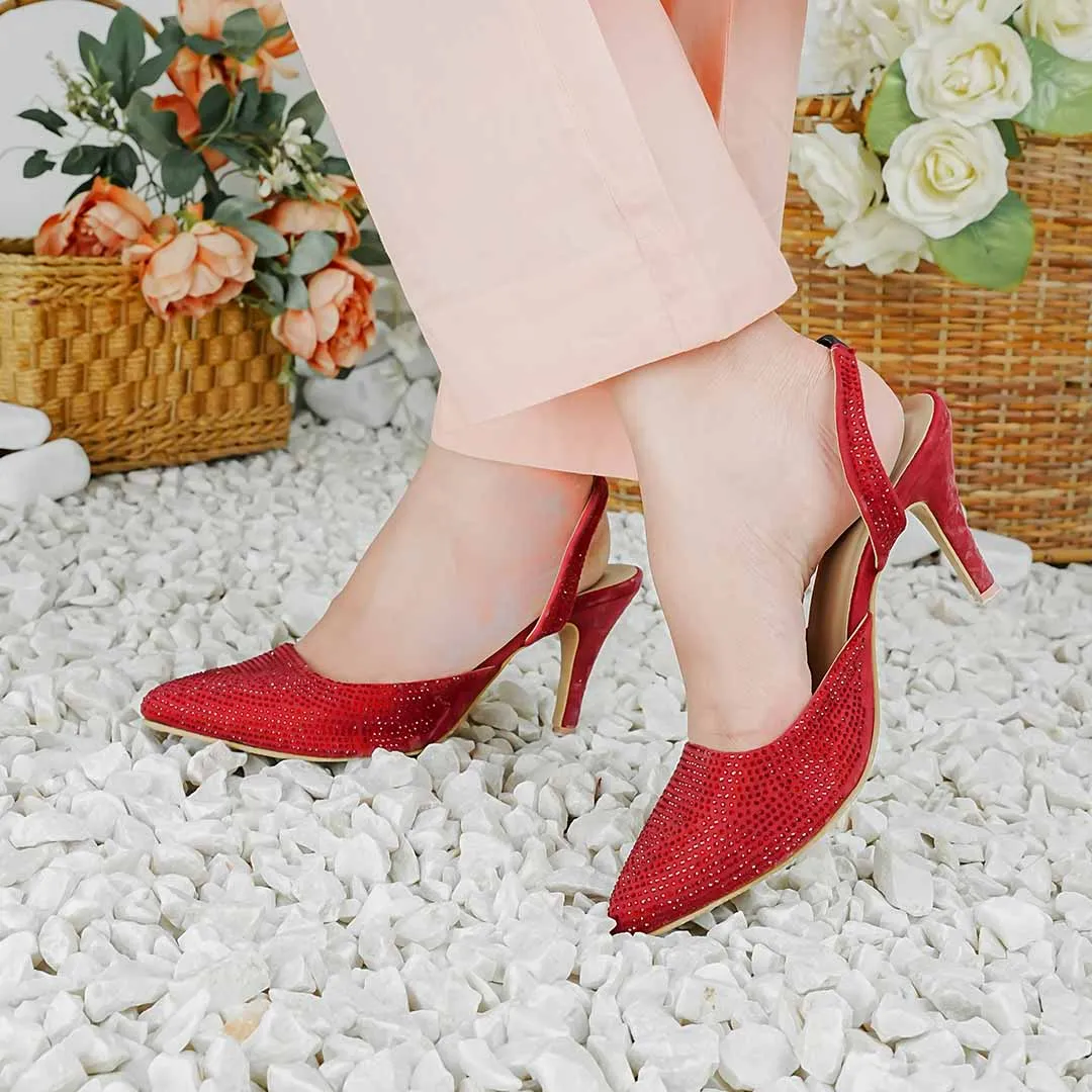 Showstopper Sling Back Heels Maroon