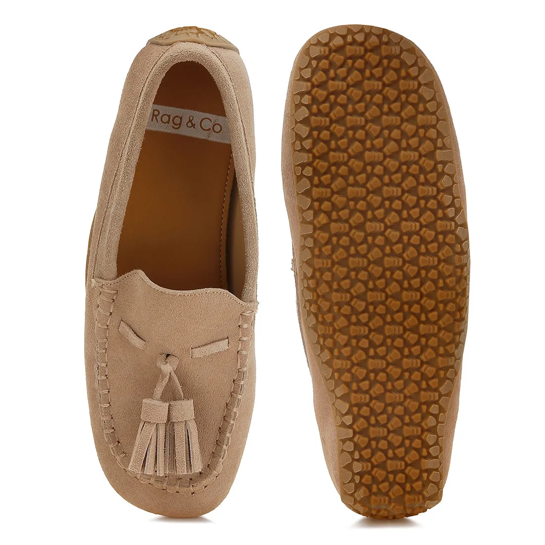 Suede Round Toe Tassel Loafers