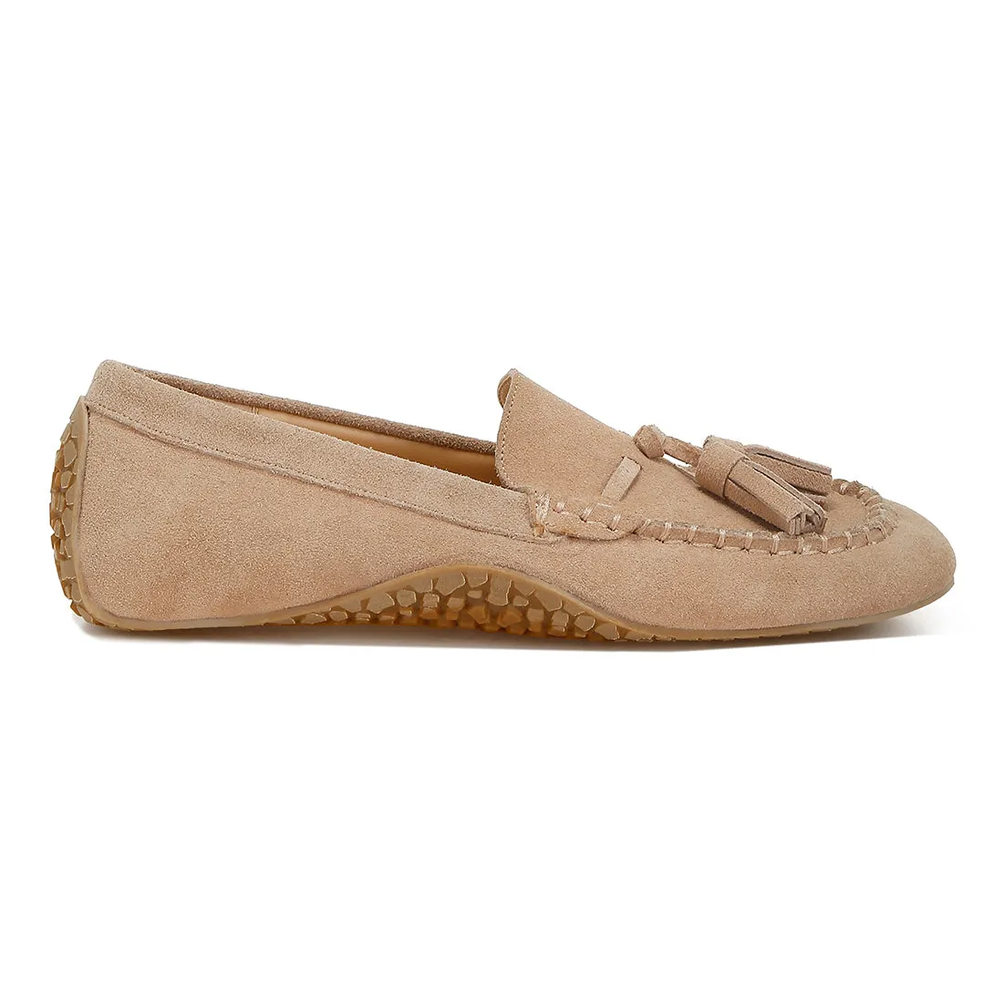 Suede Round Toe Tassel Loafers