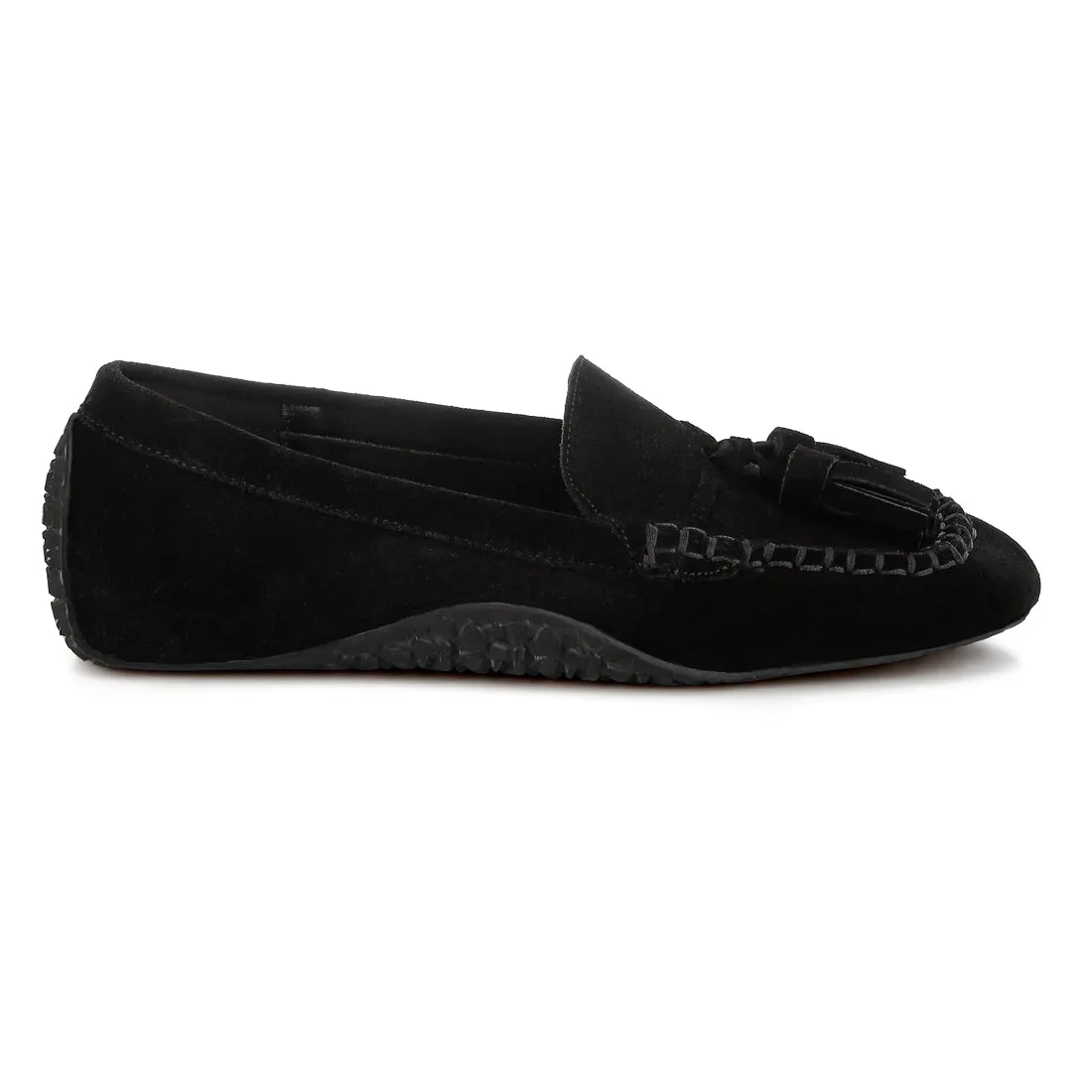 Suede Round Toe Tassel Loafers