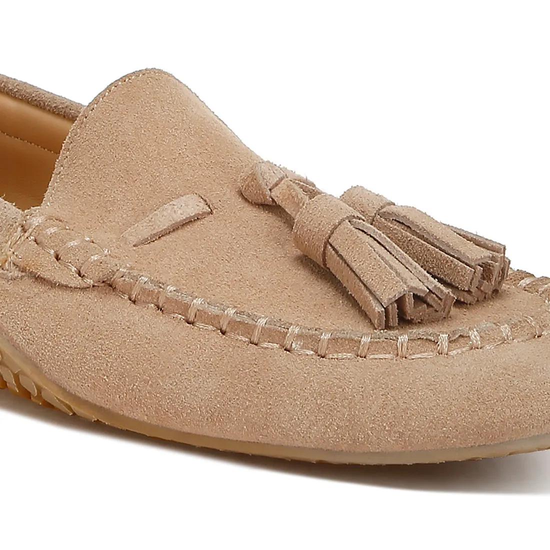 Suede Round Toe Tassel Loafers