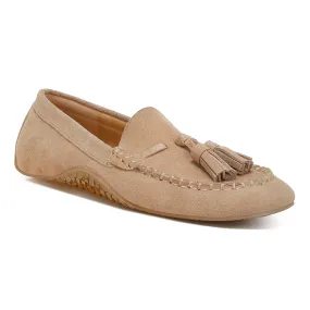 Suede Round Toe Tassel Loafers