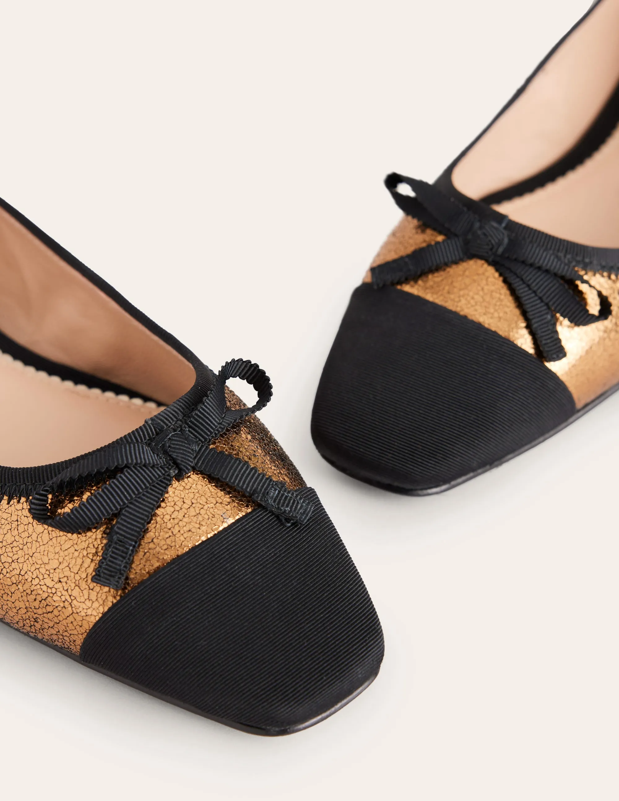 Toe Cap Ballet Flat-Bronze Metallic Leather