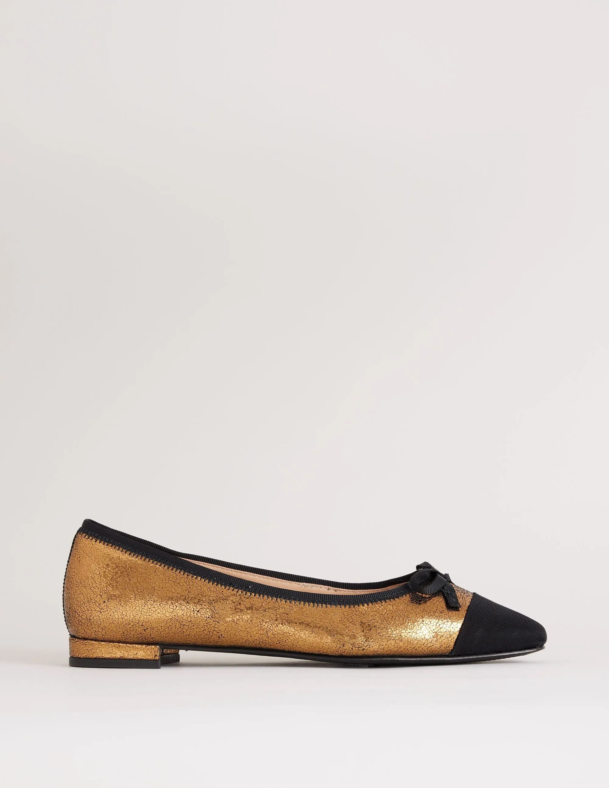 Toe Cap Ballet Flat-Bronze Metallic Leather