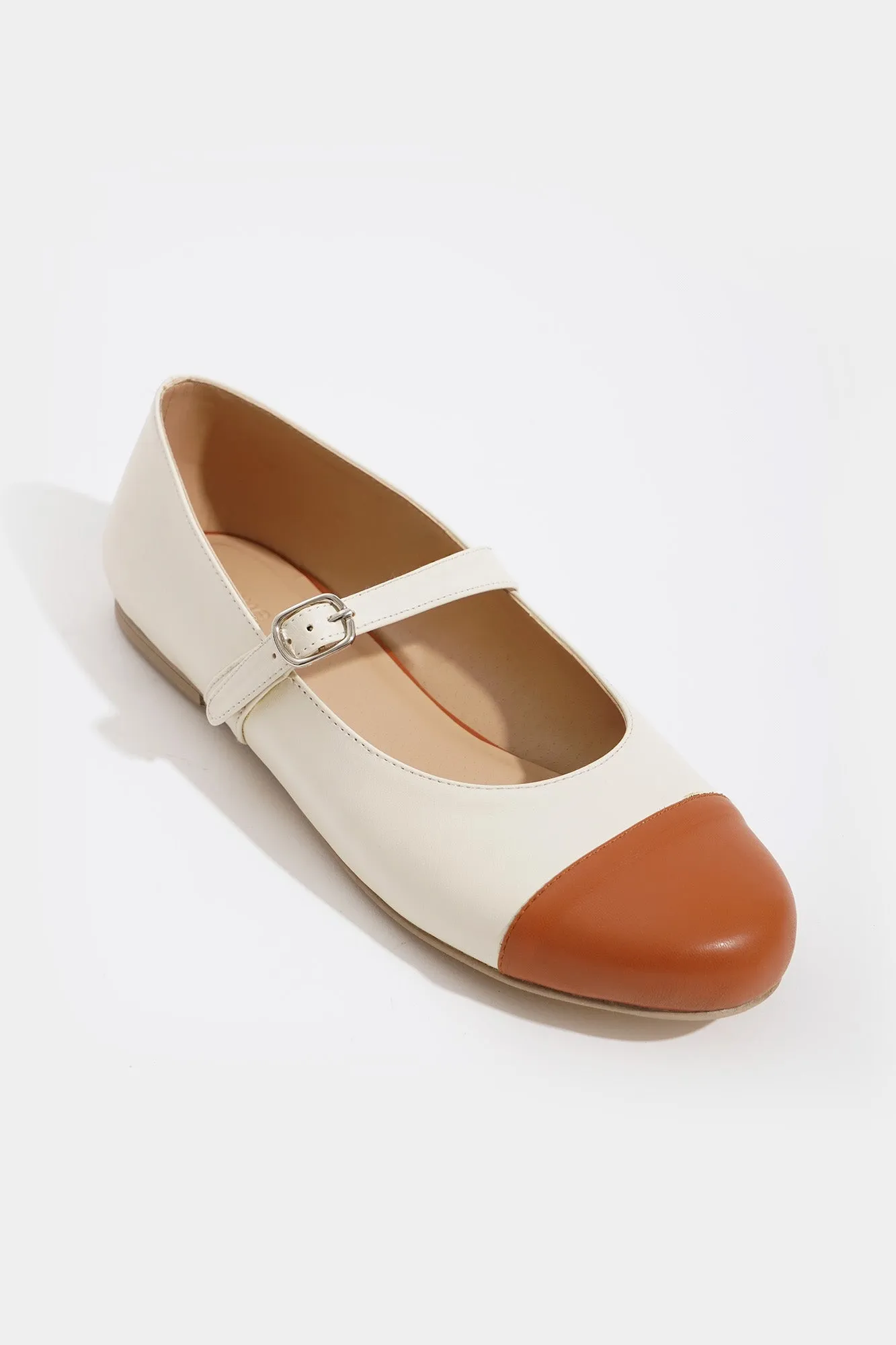 Two-Tone Round Toe Flats