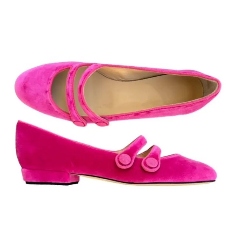 Velvet Round Toe Ballet Flats